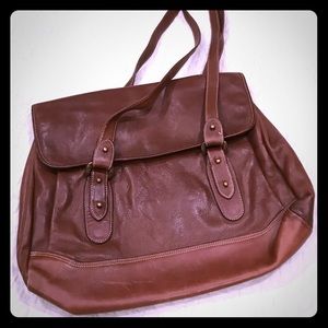 Brown leather handbag